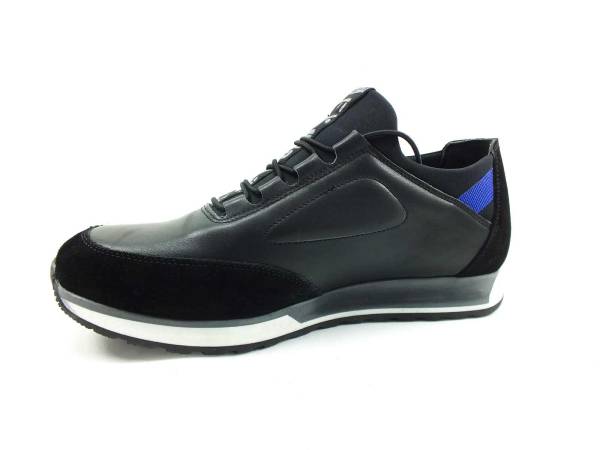 Hakiki Deri Streç Erkek Spor Ayakkabı - Siyah - 4700