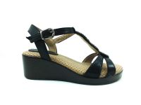 Hakiki Deri Tokalı Kadın Sandalet - Siyah - 561 - Thumbnail