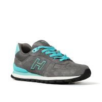 Hammer Jack Bağcıklı Hakiki Deri Spor Ayakkabı Gri-Turkuaz 07 19250 G - Thumbnail