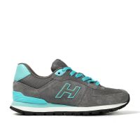 Hammer Jack Bağcıklı Hakiki Deri Spor Ayakkabı Gri-Turkuaz 07 19250 G - Thumbnail