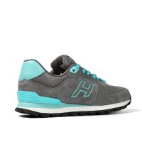 Hammer Jack Bağcıklı Hakiki Deri Spor Ayakkabı Gri-Turkuaz 07 19250 G - Thumbnail