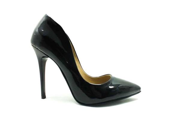 Caprito İnce Topuklu Kadın Stiletto Siyah-Rugan 13 1800
