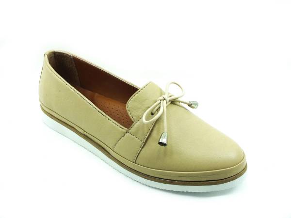 Marine Shoes Gerçek Deri Kadın Babet Ayakkabı Bej 86 K104