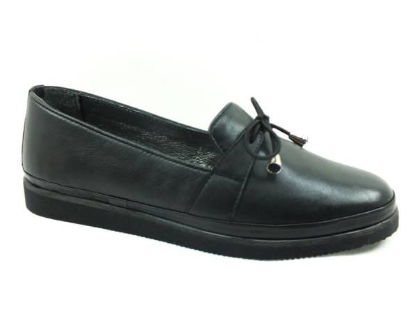 Marine Shoes Gerçek Deri Kadın Babet Ayakkabı Siyah 86 K104