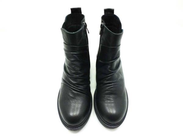 Marine Shoes Hakiki Deri Fermuarlı Kadın Botu Siyah 86 70113