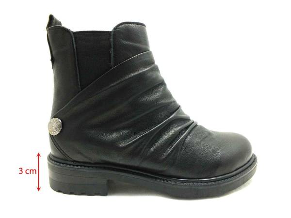 Marine Shoes Hakiki Deri Fermuarlı Kadın Botu Siyah 86 70113