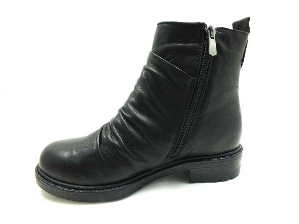 Marine Shoes Hakiki Deri Fermuarlı Kadın Botu Siyah 86 70113