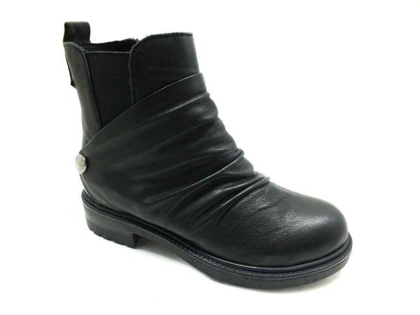 Marine Shoes Hakiki Deri Fermuarlı Kadın Botu Siyah 86 70113