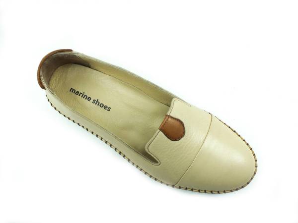 Marine Shoes Hakiki Deri Günlük Bayan Ayakkabı Bej 86 P01 - 4