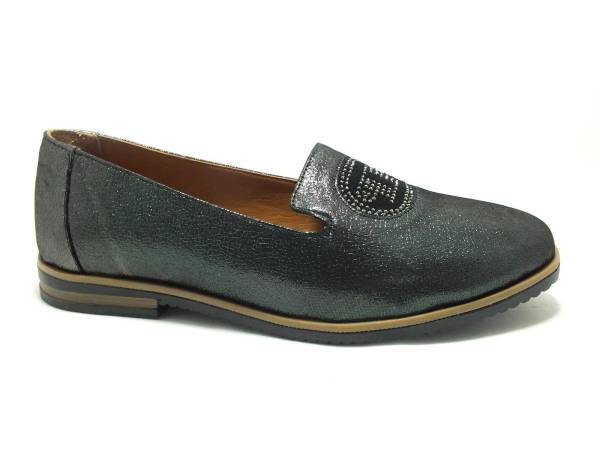 Marine Shoes Hakiki Deri Günlük Kadın Ayakkabısı Siyah-Saten 86 2043