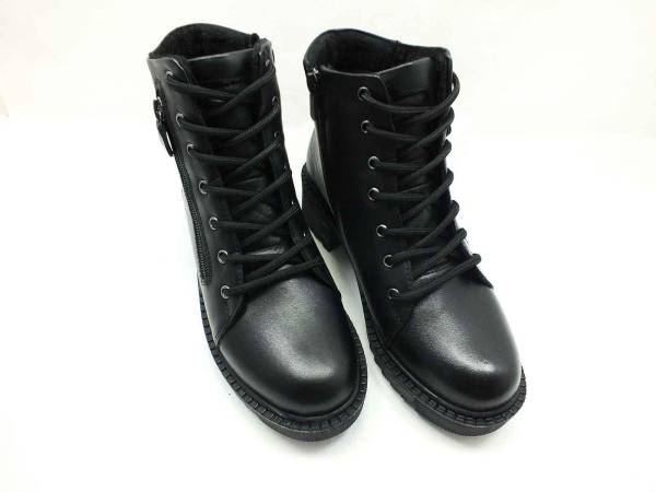 Marine Shoes Hakiki Deri Kadın Botu Siyah 86 1016