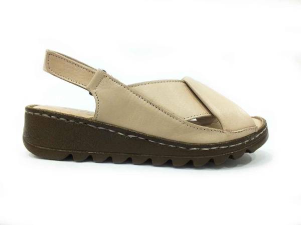 Marine Shoes Hakiki Deri Kadın Sandalet Bej 86 018
