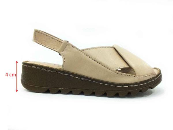 Marine Shoes Hakiki Deri Kadın Sandalet Bej 86 018