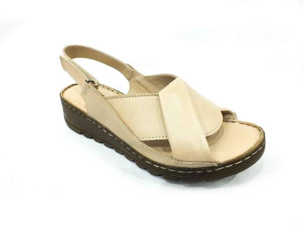 Marine Shoes Hakiki Deri Kadın Sandalet Bej 86 018