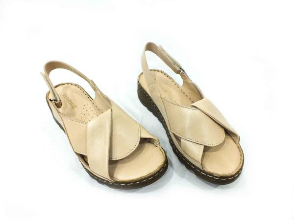 Marine Shoes Hakiki Deri Kadın Sandalet Bej 86 018