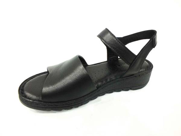 Marine Shoes Hakiki Deri Kadın Sandalet Siyah 86 021