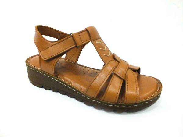 Marine Shoes Hakiki Deri Kadın Sandalet Taba 86 017