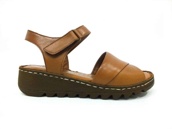 Marine Shoes Hakiki Deri Kadın Sandalet Taba 86 021