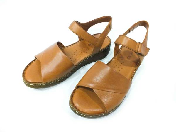 Marine Shoes Hakiki Deri Kadın Sandalet Taba 86 021