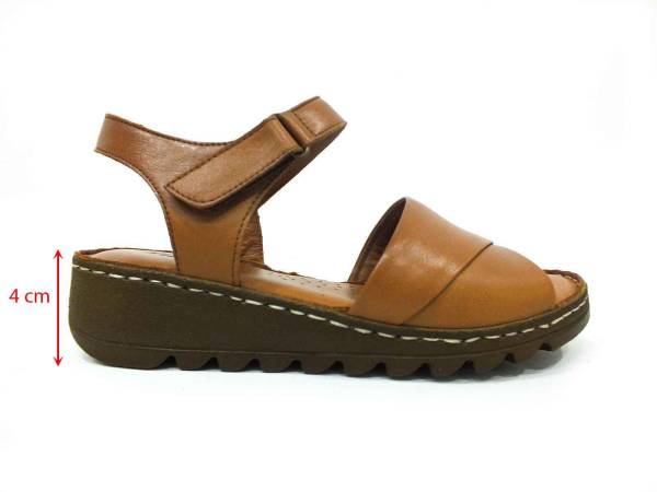 Marine Shoes Hakiki Deri Kadın Sandalet Taba 86 021