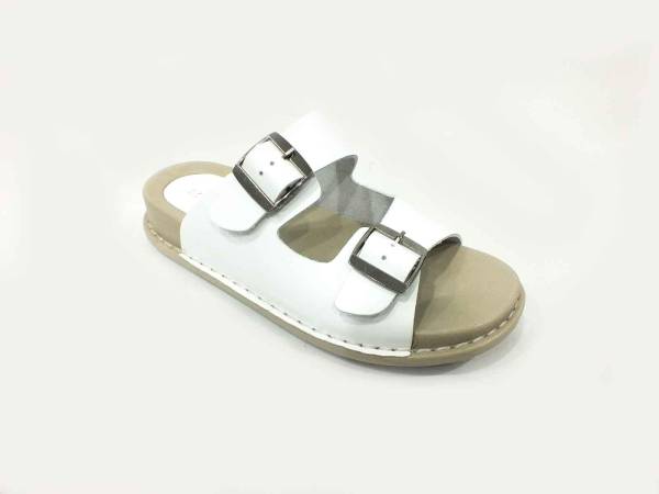 Marine Shoes Hakiki Deri Kadın Terlik Beyaz 86 P32