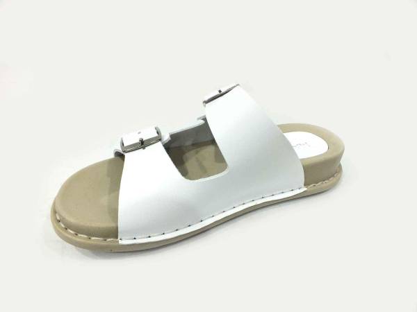 Marine Shoes Hakiki Deri Kadın Terlik Beyaz 86 P32