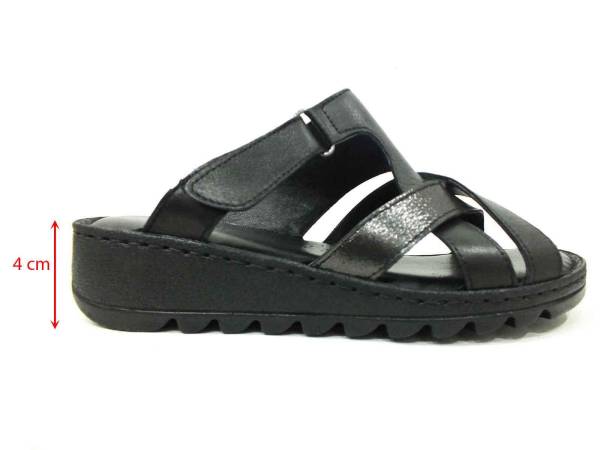 Marine Shoes Hakiki Deri Kadın Terlik Siyah 86 012