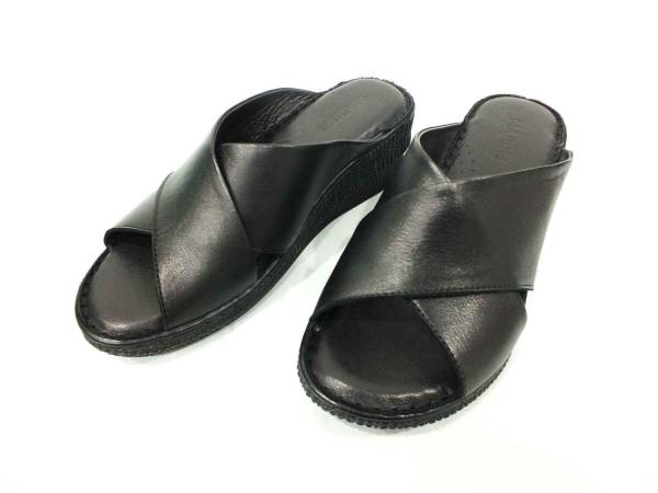 Marine Shoes Hakiki Deri Kadın Terlik Siyah 86 043