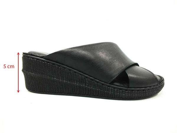 Marine Shoes Hakiki Deri Kadın Terlik Siyah 86 043