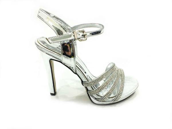 Marine Shoes Taşlı Topuklu Ayakkabı Gümüş 86 301