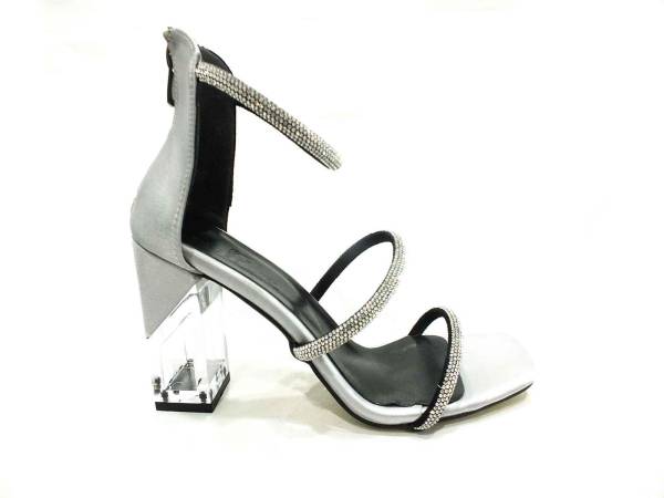 Sweet Girl Şeffaf Topuklu Taşlı Kadın Ayakkabısı Gümüş 19 G2022
