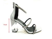 Sweet Girl Şeffaf Topuklu Taşlı Kadın Ayakkabısı Gümüş 19 G2022 - Thumbnail