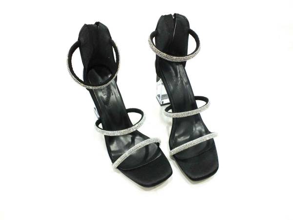 Sweet Girl Şeffaf Topuklu Taşlı Kadın Ayakkabısı Siyah 19 G2022
