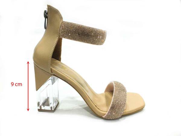 Sweet Girl Şeffaf Topuklu Taşlı Kadın Ayakkabısı Ten 19 G2028