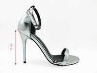 Sweet Girl Tek Bantlı Topuklu Ayakkabı - Gümüş-Ayna - 1126 - Thumbnail