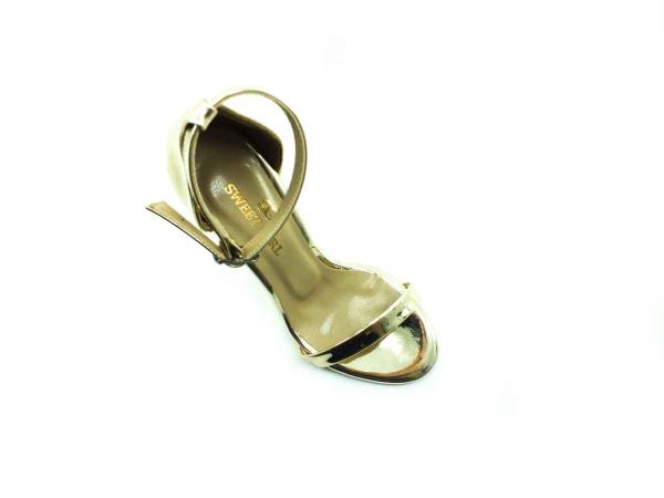 Sweet Girl Tek Bantlı Topuklu Ayakkabı - Altın-Ayna - 1126