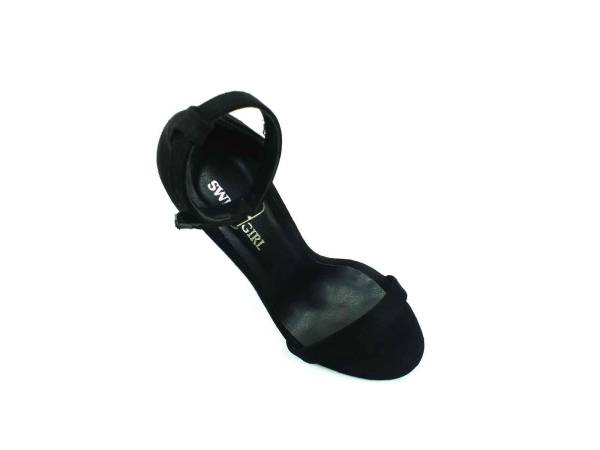 Sweet Girl Tek Bantlı Topuklu Ayakkabı - Siyah-Süet - 1126