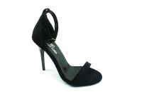 Sweet Girl Tek Bantlı Topuklu Ayakkabı - Siyah-Süet - 1126 - Thumbnail