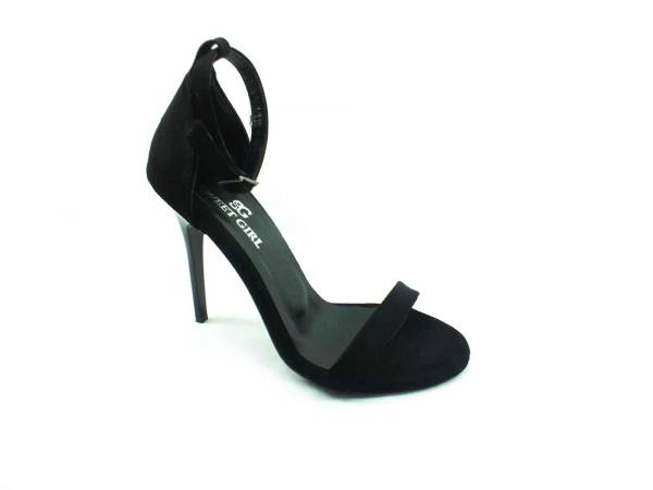 Sweet Girl Tek Bantlı Topuklu Ayakkabı - Siyah-Süet - 1126