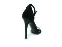 Sweet Girl Tek Bantlı Topuklu Ayakkabı - Siyah-Süet - 1126 - Thumbnail