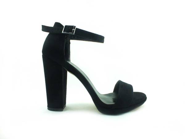 Sweet Girl Tek Bantlı Topuklu Kadın Ayakkabı - Siyah-Süet - 6308