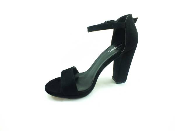 Sweet Girl Tek Bantlı Topuklu Kadın Ayakkabı - Siyah-Süet - 6308