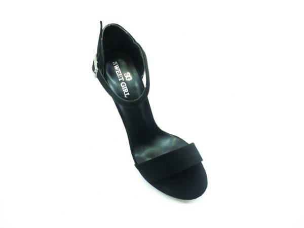 Sweet Girl Tek Bantlı Topuklu Kadın Ayakkabı - Siyah-Süet - 6308