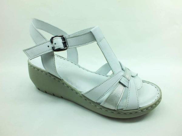 Tokalı Hakiki Deri Kadın Sandalet - Beyaz - 244