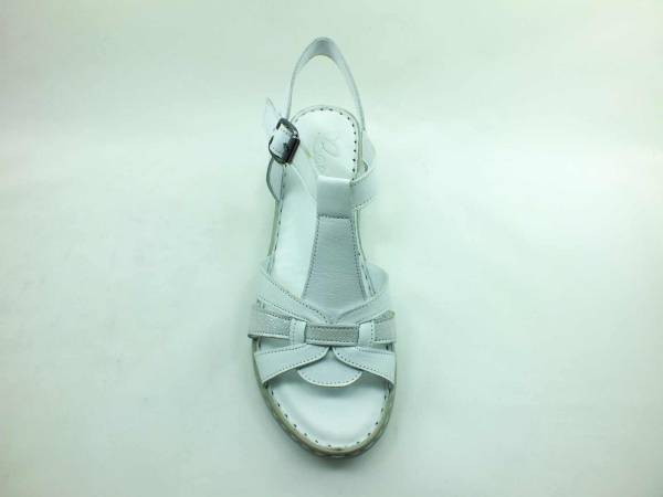 Tokalı Hakiki Deri Kadın Sandalet - Beyaz - 244