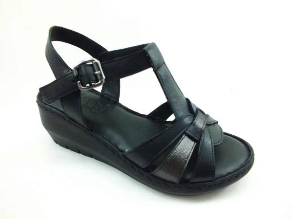 Tokalı Hakiki Deri Kadın Sandalet - Siyah - 244