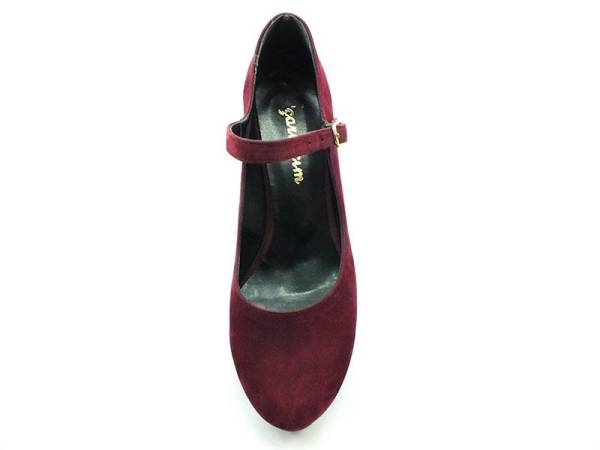 Topuklu Bayan Ayakkabı - Bordo-Süet - 1738