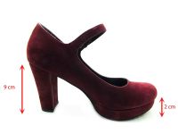 Topuklu Bayan Ayakkabı - Bordo-Süet - 1738 - Thumbnail