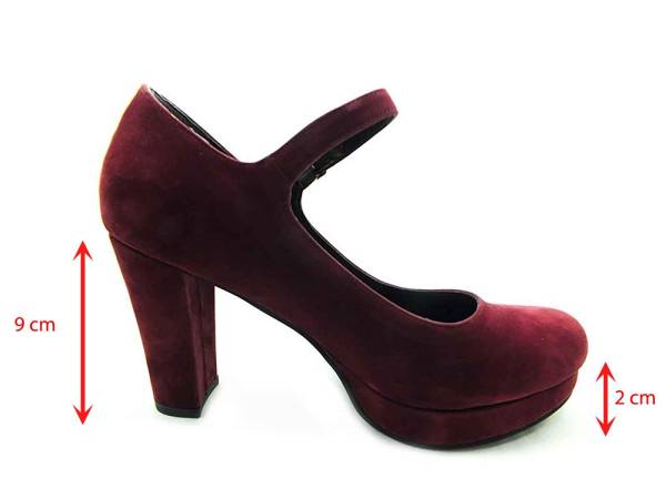 Topuklu Bayan Ayakkabı - Bordo-Süet - 1738