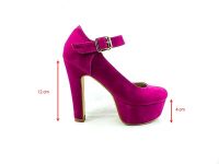 Topuklu Platform Bayan Ayakkabı - Fuşya-Süet - 80 - Thumbnail